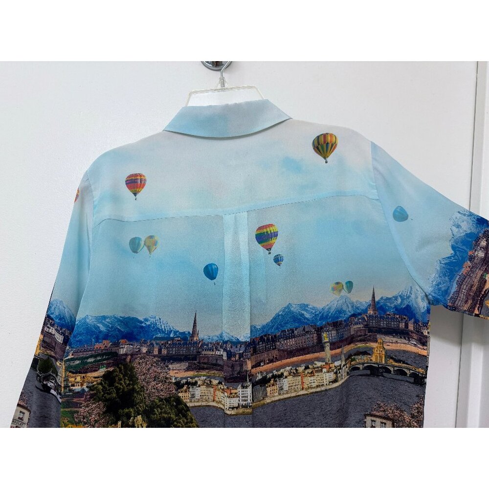 Alice + Olivia Willa Eiffel Tower Emily in Paris Shirt Blouse Silk Floral XS - Picture 14 of 16